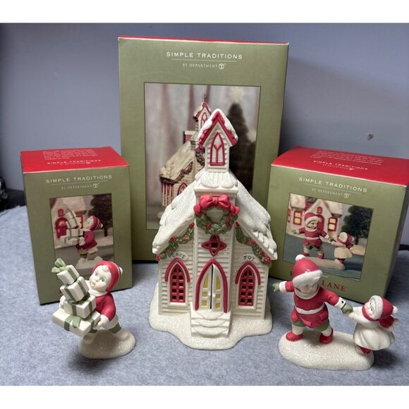 Department 56 Simple Traditions Holly Lane Christmas Figurine Set - Picture 12 of 14